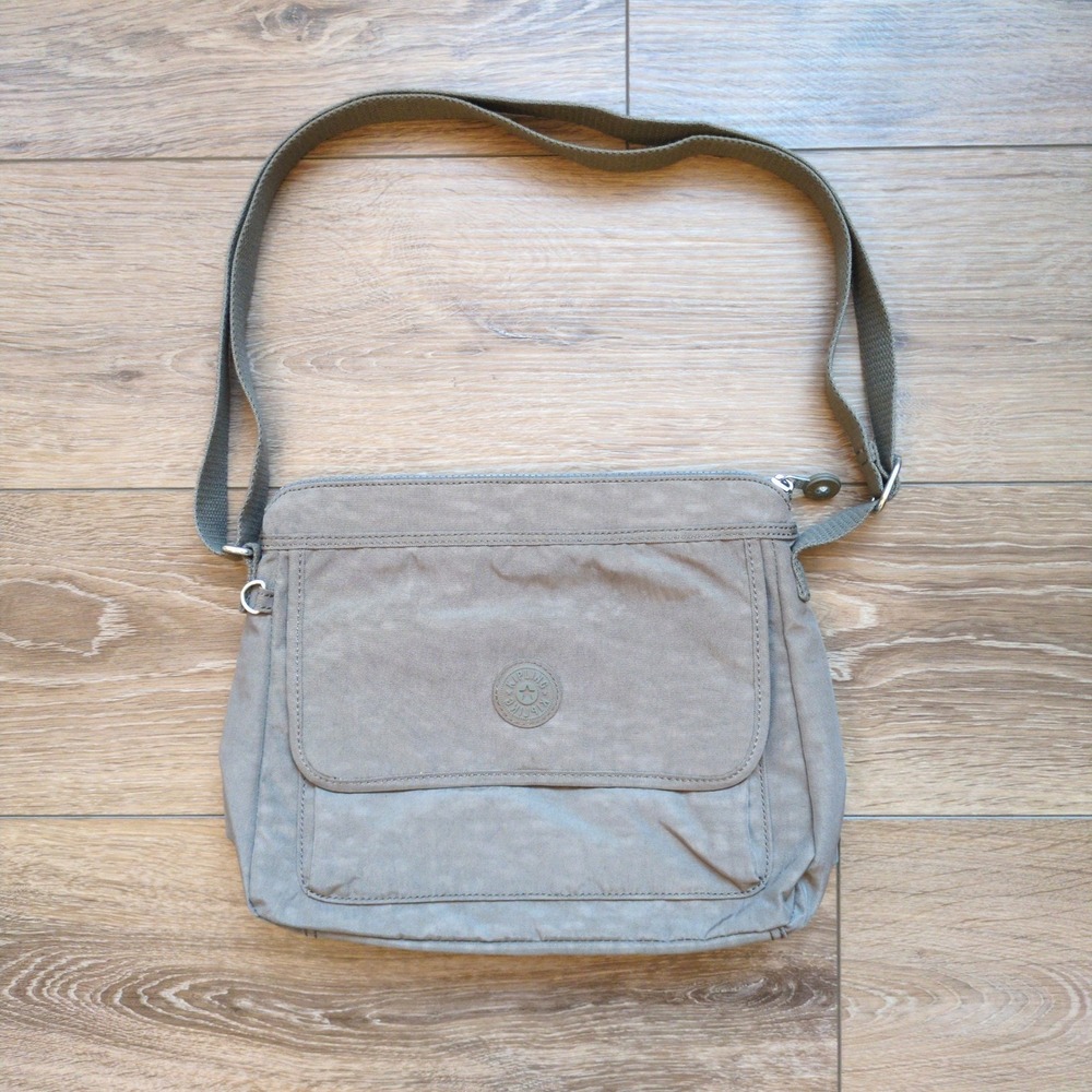 Kipling Aisling Crossbody Purse Bag Taupe Tan Nylon Adjustable Strap EUC Travel